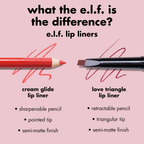 Overzicht van e.l.f. Cream Glide Lip Liner tinten en finishes