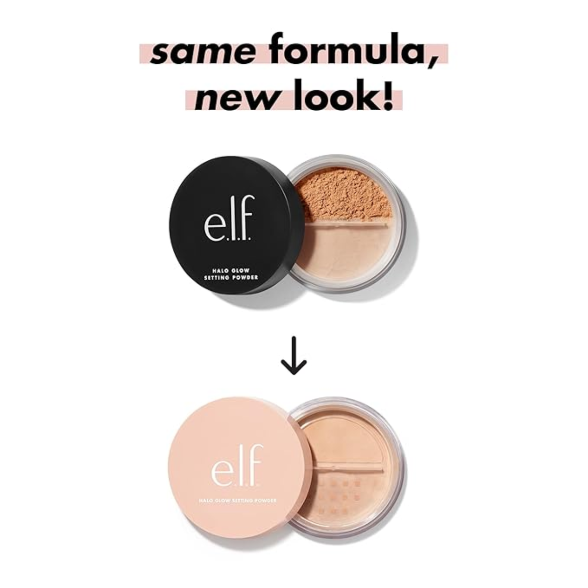 Voor en na resultaat met e.l.f. Halo Glow Setting Powder