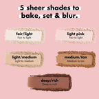 Overzicht van e.l.f. Halo Glow Setting Powder tinten