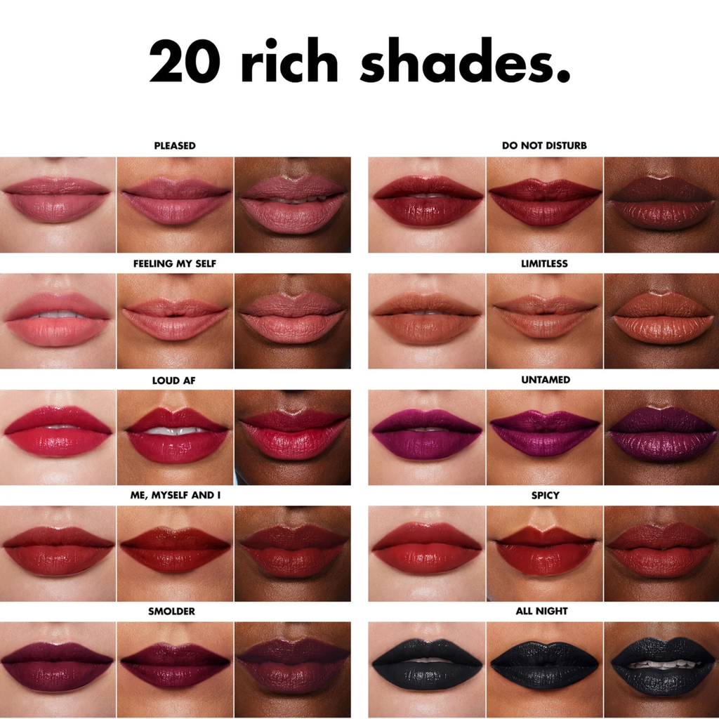 Overzicht van e.l.f. O FACE Satin Lipstick tinten