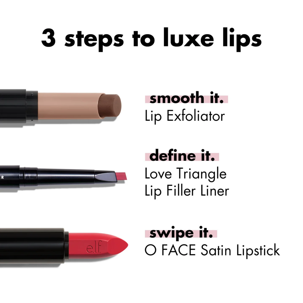 Stappen voor het aanbrengen van e.l.f. O FACE Satin Lipstick