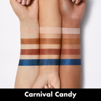 Swatches van Carnival Candy oogschaduw op de arm.
