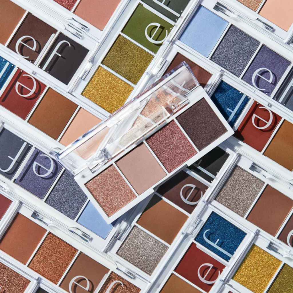 Overzicht van verschillende e.l.f. Bite-Size Eyeshadow palettes.