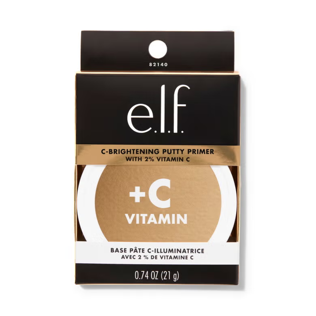 Verpakking van de e.l.f. C-Brightening Putty Primer met 2% vitamine C.