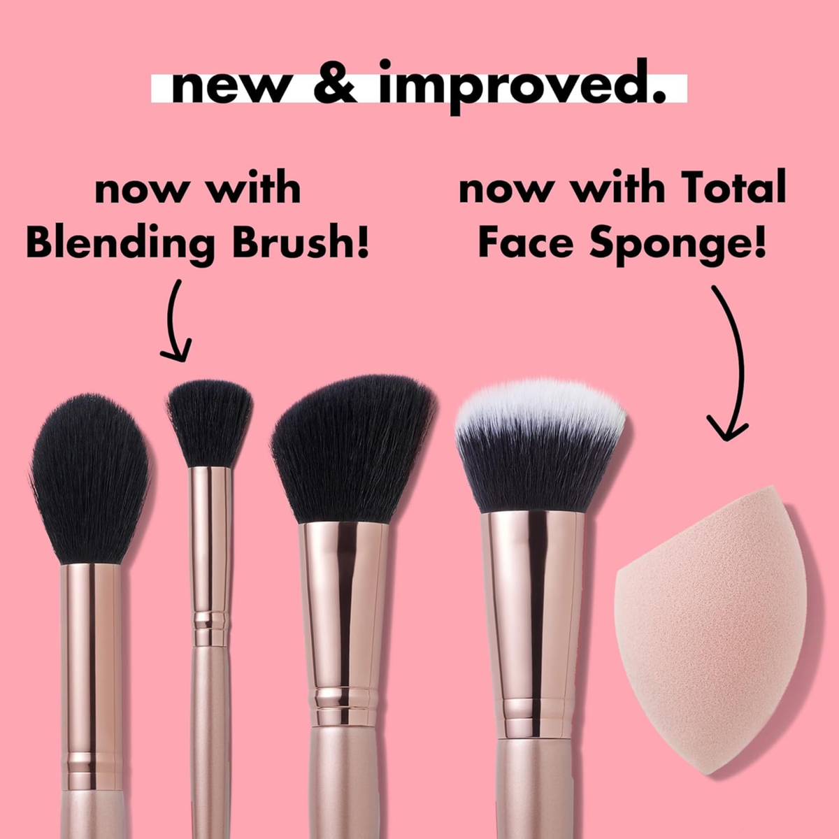 e.l.f. Complexion Essentials Brush & Sponge Set met vernieuwde blendingkwast en Total Face Sponge.