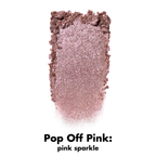 Swatch van e.l.f. Fine As Fleck Glitter Eyeshadow in de tint Pop Off Pink met roze glitterfinish.