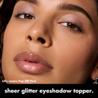 Subtiele glitterooglook met e.l.f. Fine As Fleck Glitter Eyeshadow Pop Off Pink.