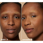 Model draagt e.l.f. Hydrating Camo Concealer Deep Caramel