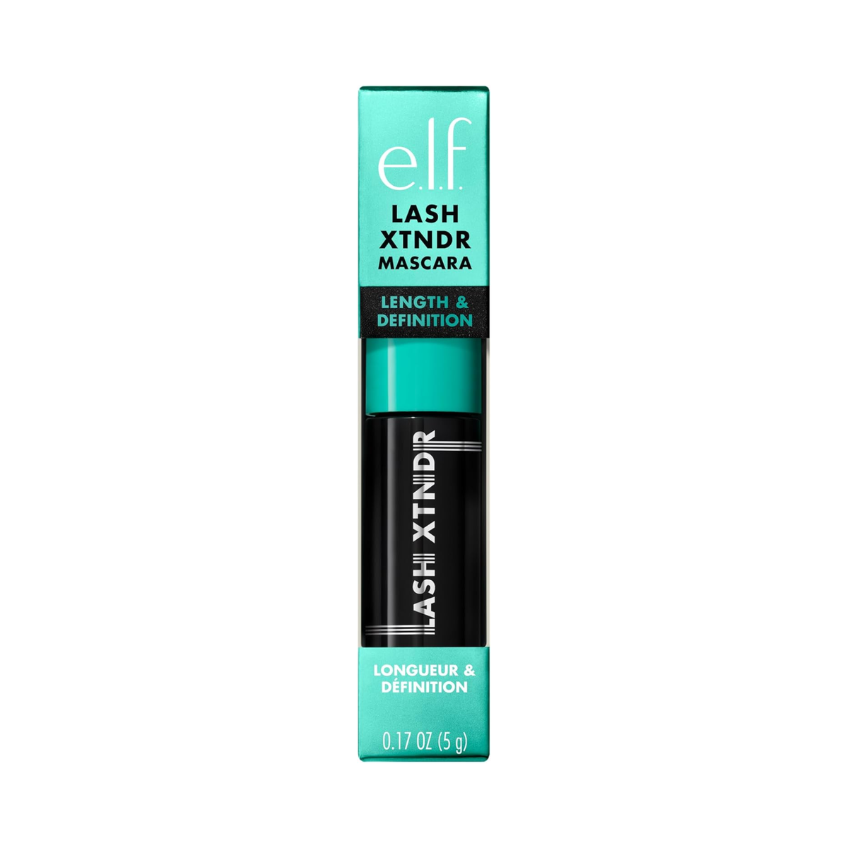 Verpakking van de e.l.f. Lash XTNDR Reisformaat Tubing Mascara.