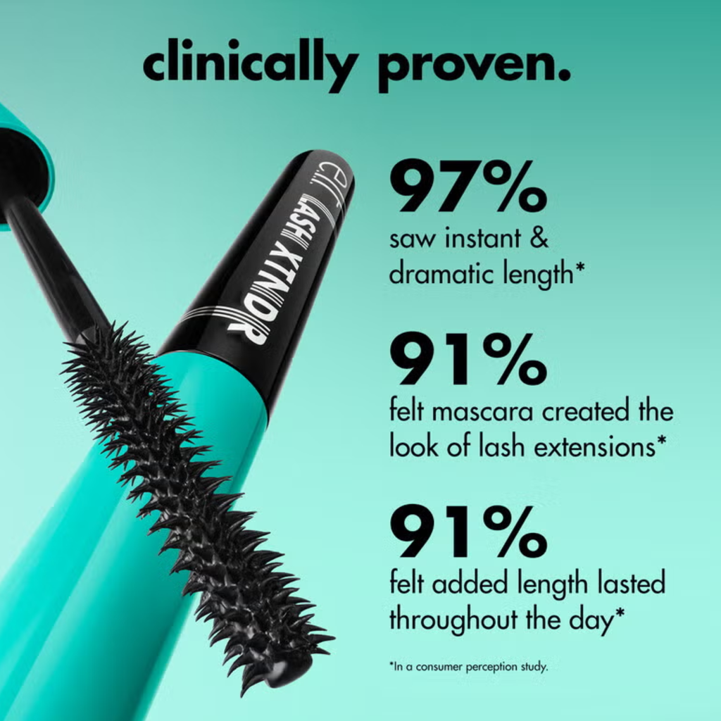 Klinisch bewezen resultaten van e.l.f. Lash XTNDR Tubing Mascara voor lengte en definitie.
