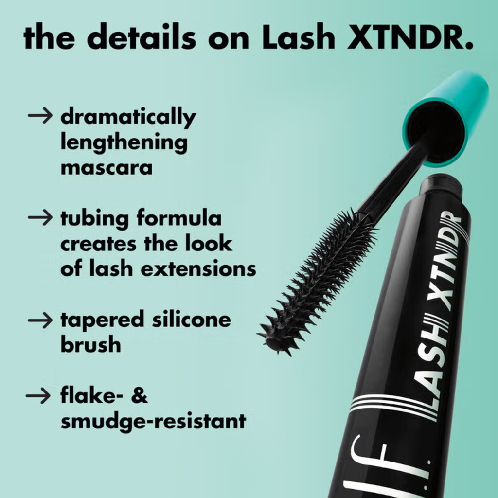 Overzicht van de voordelen van e.l.f. Lash XTNDR Tubing Mascara met tubing-technologie.