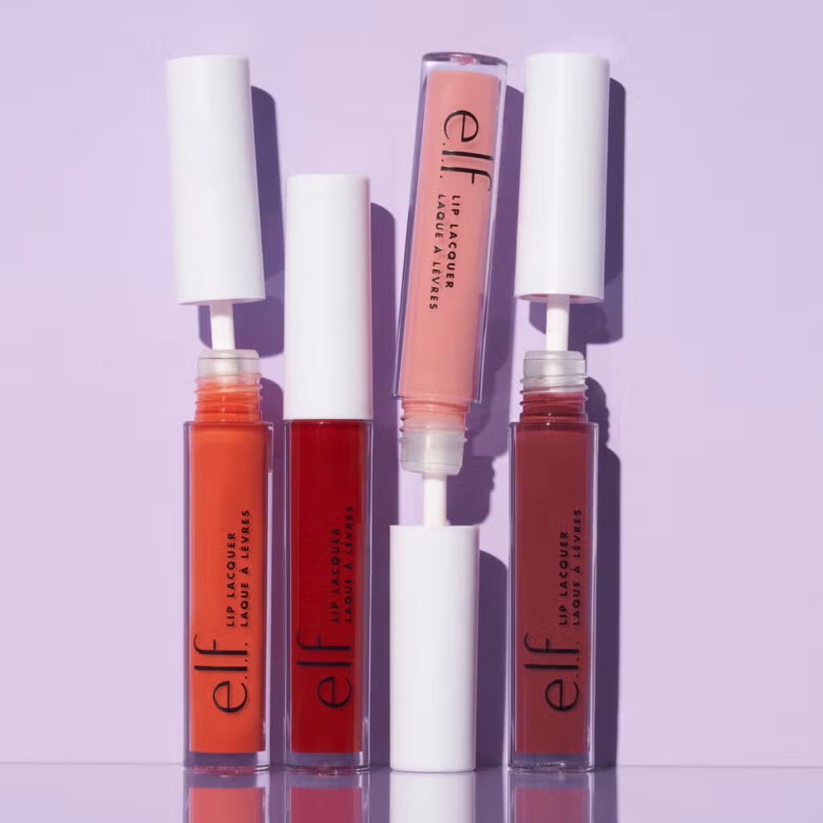Overzicht van de beschikbare tinten van e.l.f. Lip Lacquer.