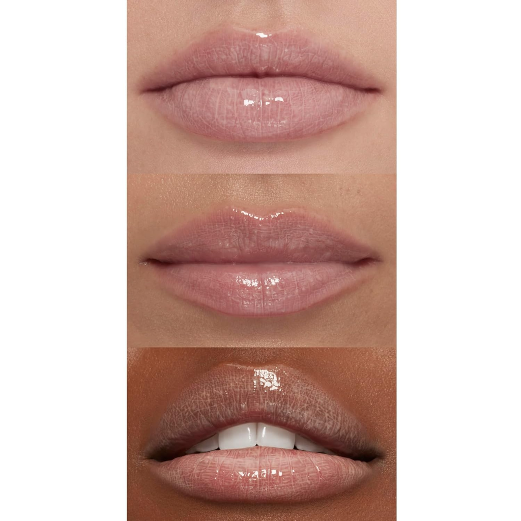 e.l.f. Lip Plumping Gloss Peach Bellini aangebracht op de lippen