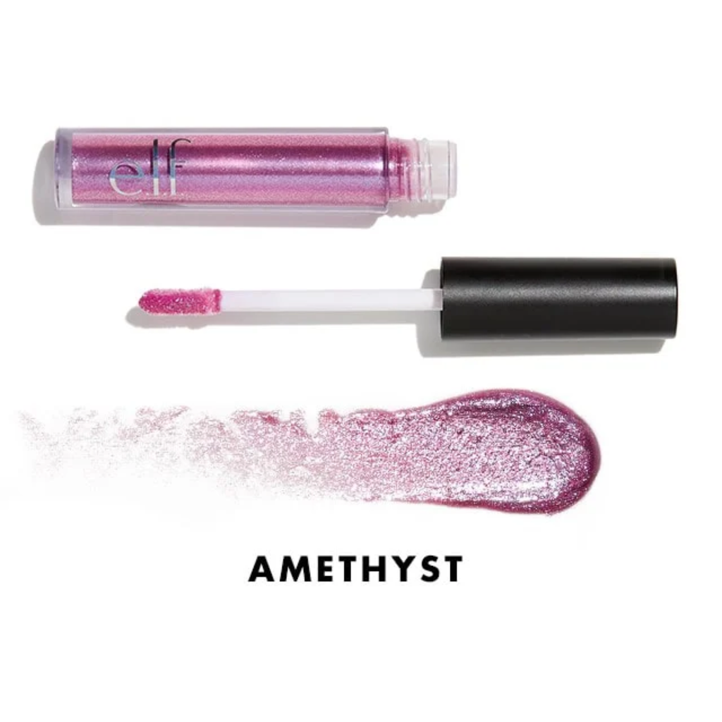 e.l.f. Prismatic Lip Gloss Amethyst met applicator en kleurstaal.