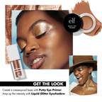 e.l.f. Liquid Glitter Eyeshadow Copper Pop aangebracht op het oog