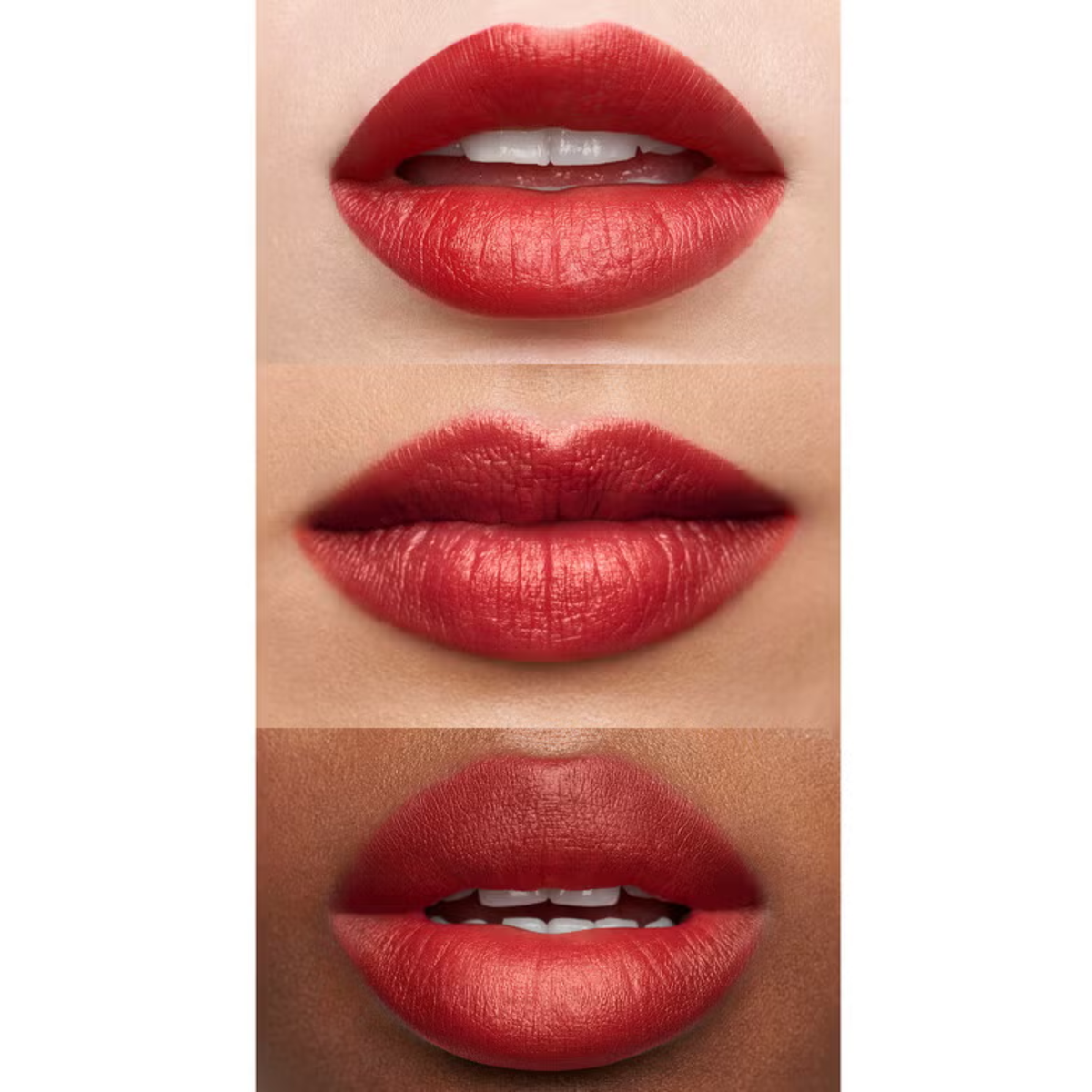 e.l.f. SRSLY Satin Lipstick Cherry aangebracht op de lippen