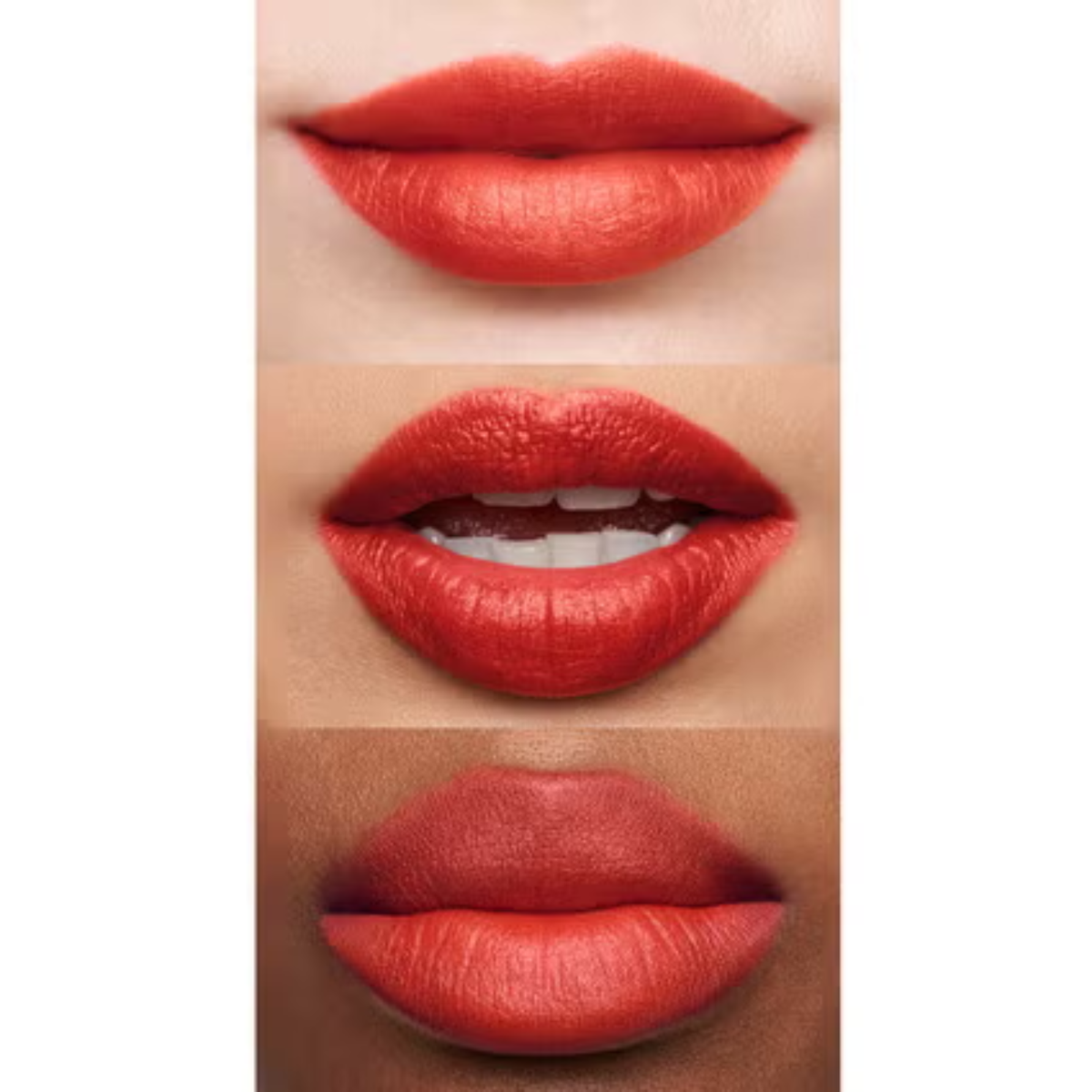 e.l.f. SRSLY Satin Lipstick Pepper aangebracht op de lippen