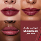 e.l.f. O FACE Satin Lipstick Shameless aangebracht op de lippen