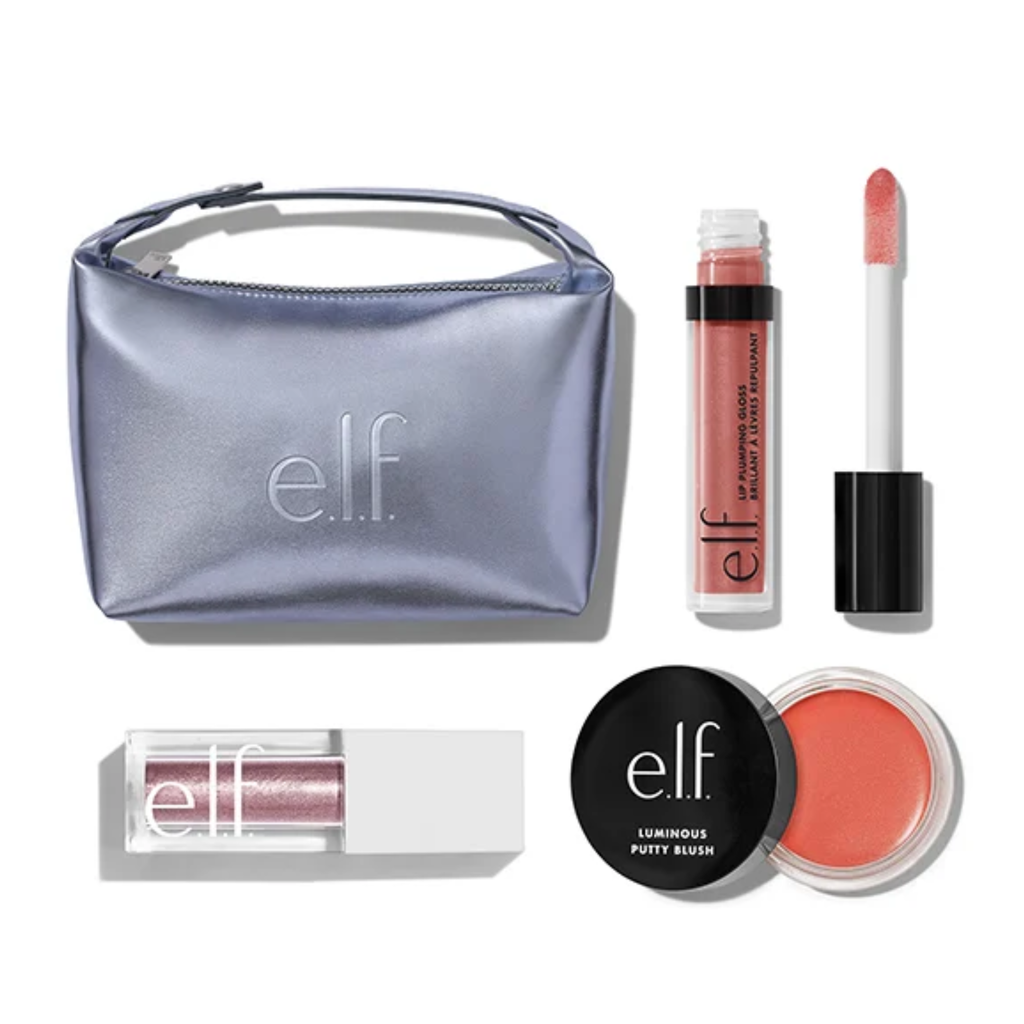 e.l.f. Gleam Come True Make-up Cadeauset met make-up en zilveren tas