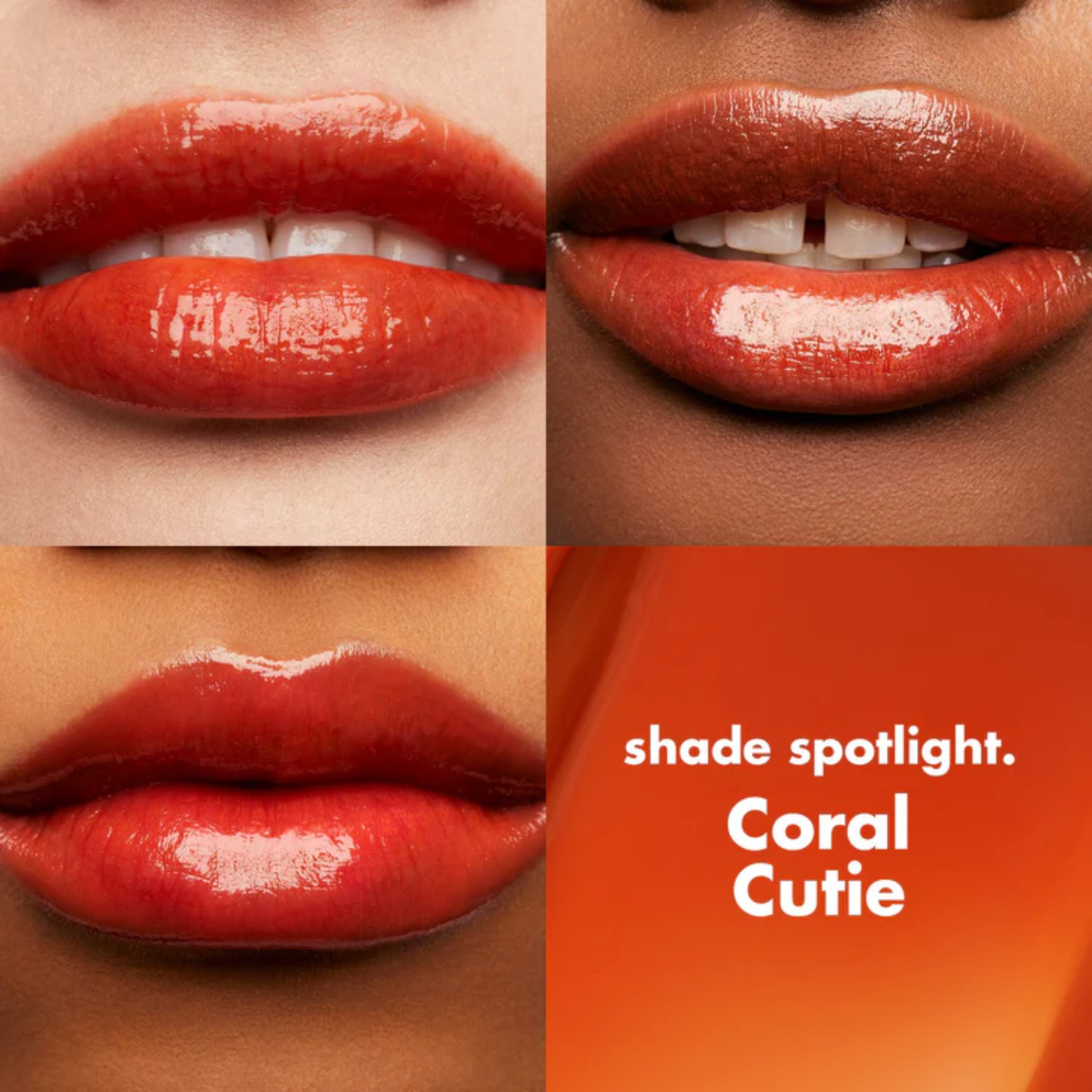 e.l.f. Glossy Lip Stain Coral Cutie aangebracht op de lippen