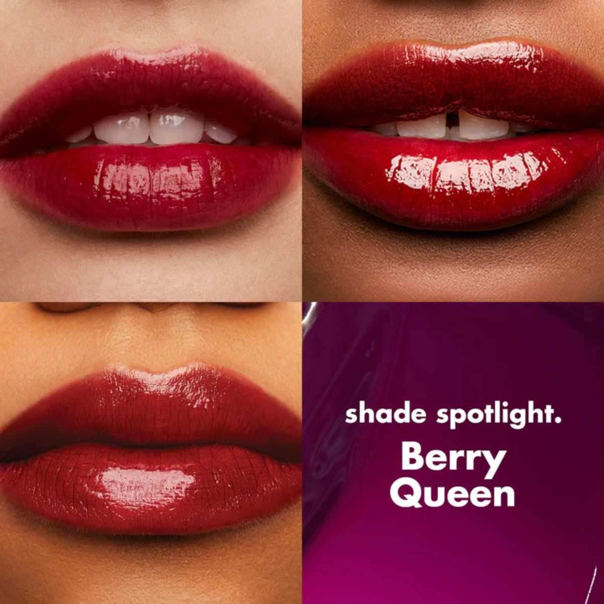 e.l.f. Glossy Lip Stain Berry Queen aangebracht op de lippen
