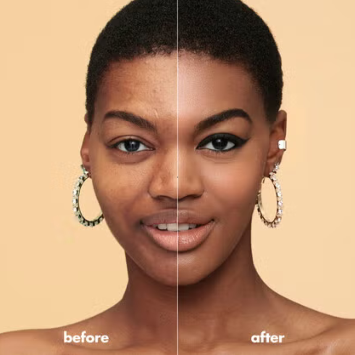 Voor en na resultaat met e.l.f. Hydrating Camo Concealer