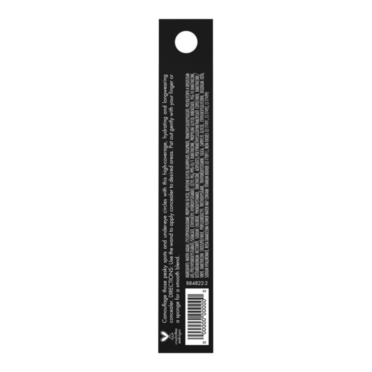 Achterkant van de verpakking van e.l.f. Hydrating Camo Concealer Rich Ebony