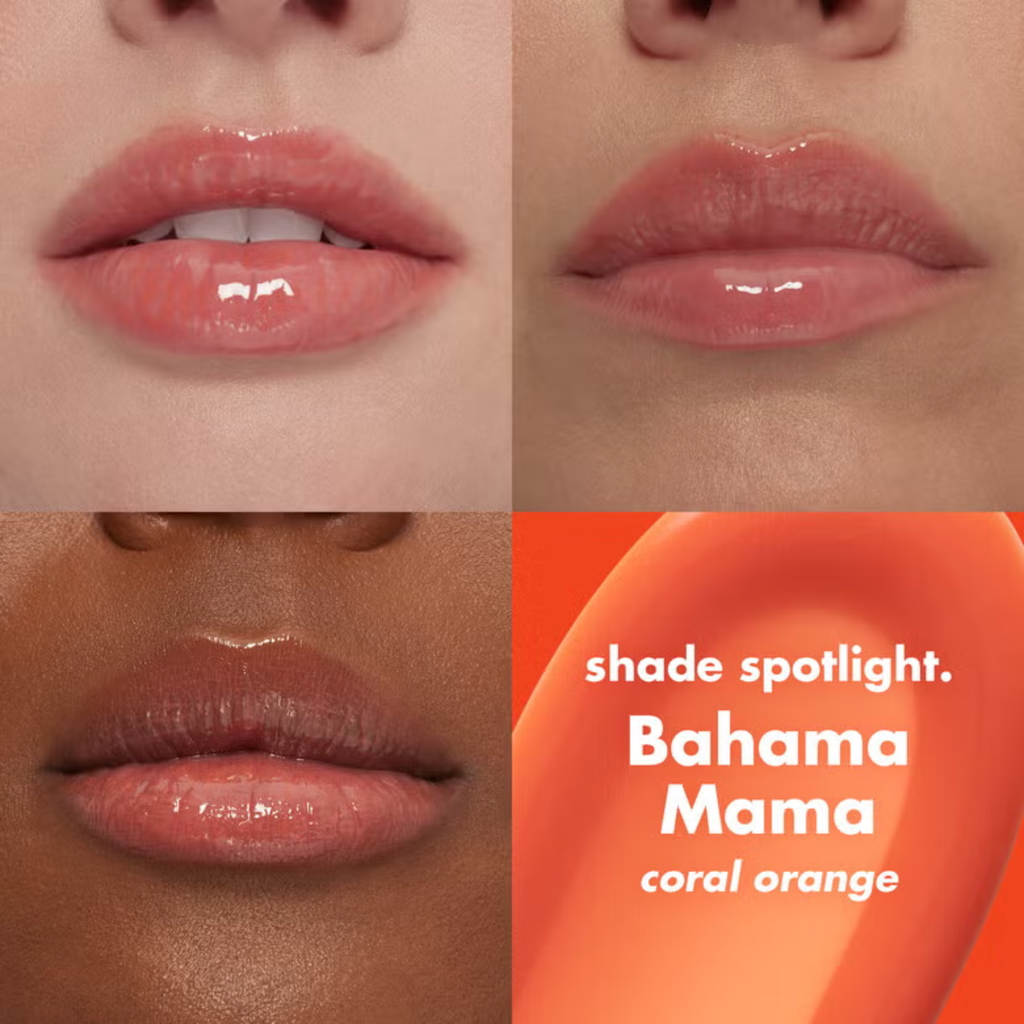 e.l.f. Lip Plumping Gloss Bahama Mama aangebracht op de lippen