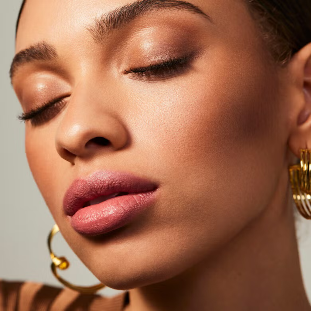 Model draagt e.l.f. Luminous Putty Bronzer voor een zongekuste glow