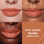 e.l.f. O FACE Satin Lipstick Hustle aangebracht op de lippen