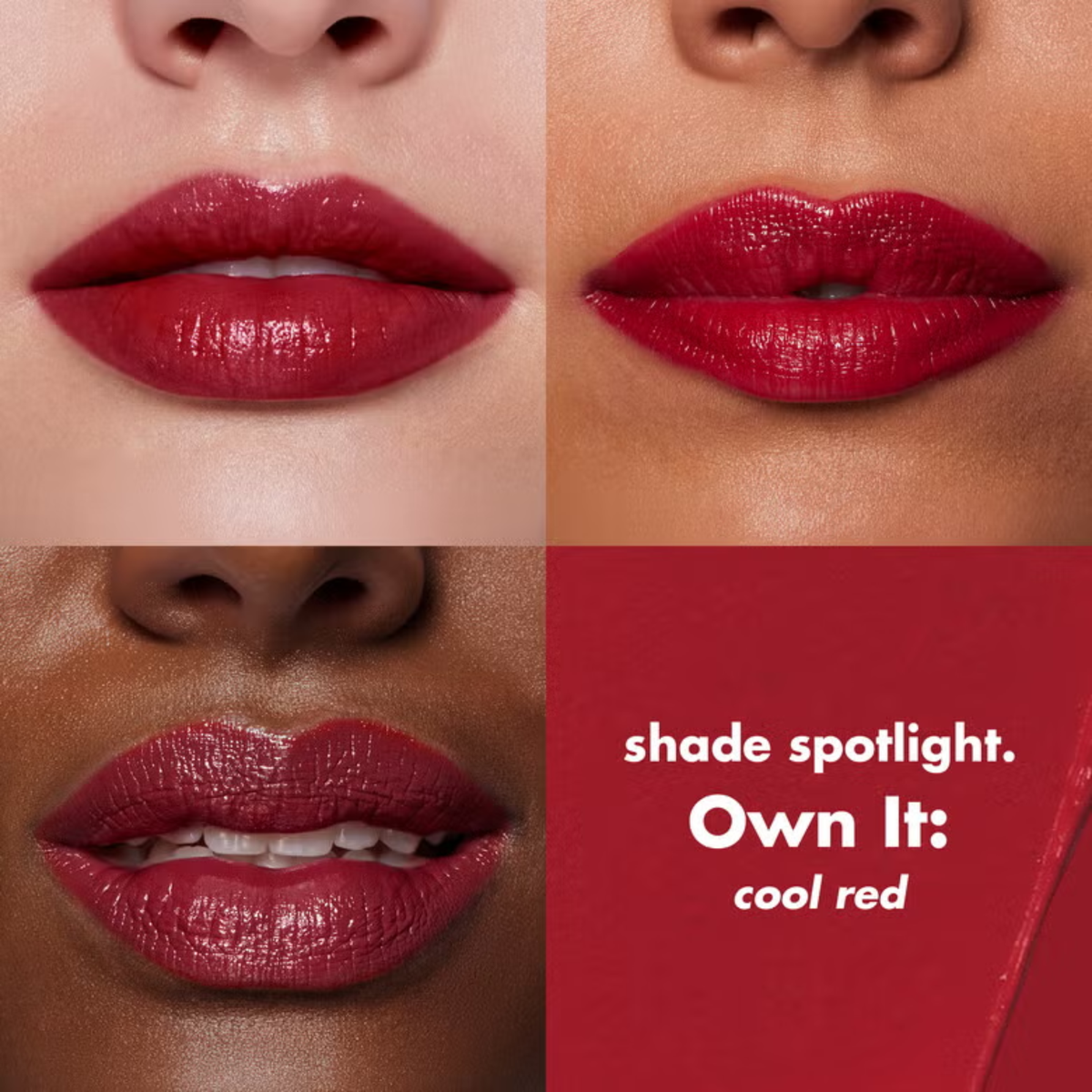 e.l.f. O FACE Satin Lipstick Own It aangebracht op de lippen